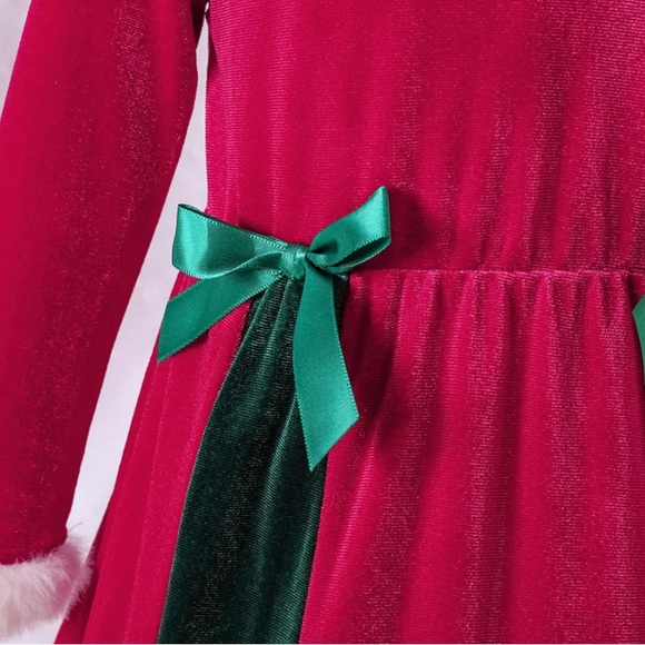 Toddler Baby Girl Velvet Christmas Dress Holiday Party Dress 1st Christmas NEW - Picture 4 of 6